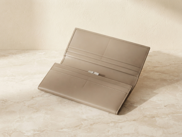 Beige  Camel Brown Premium PU Leather Wallet