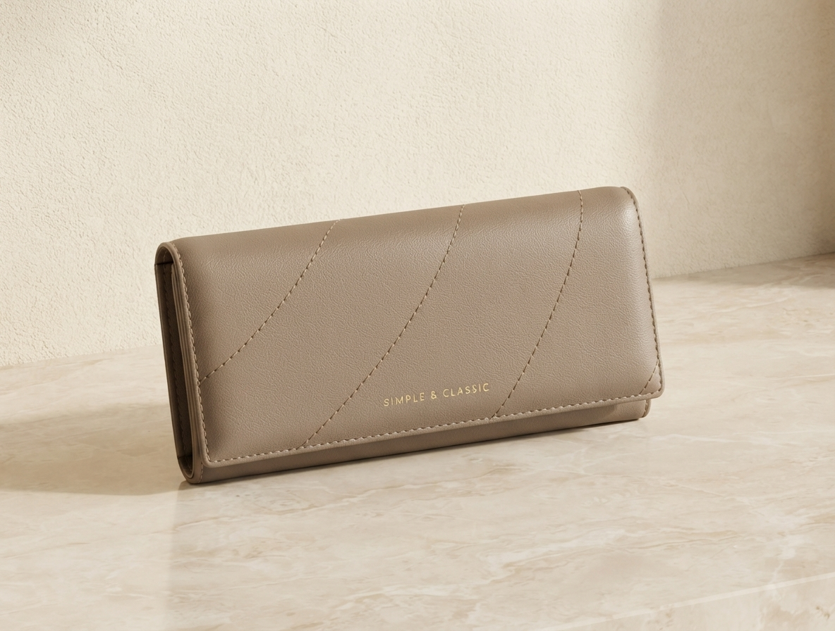 Beige  Camel Brown Premium PU Leather Wallet