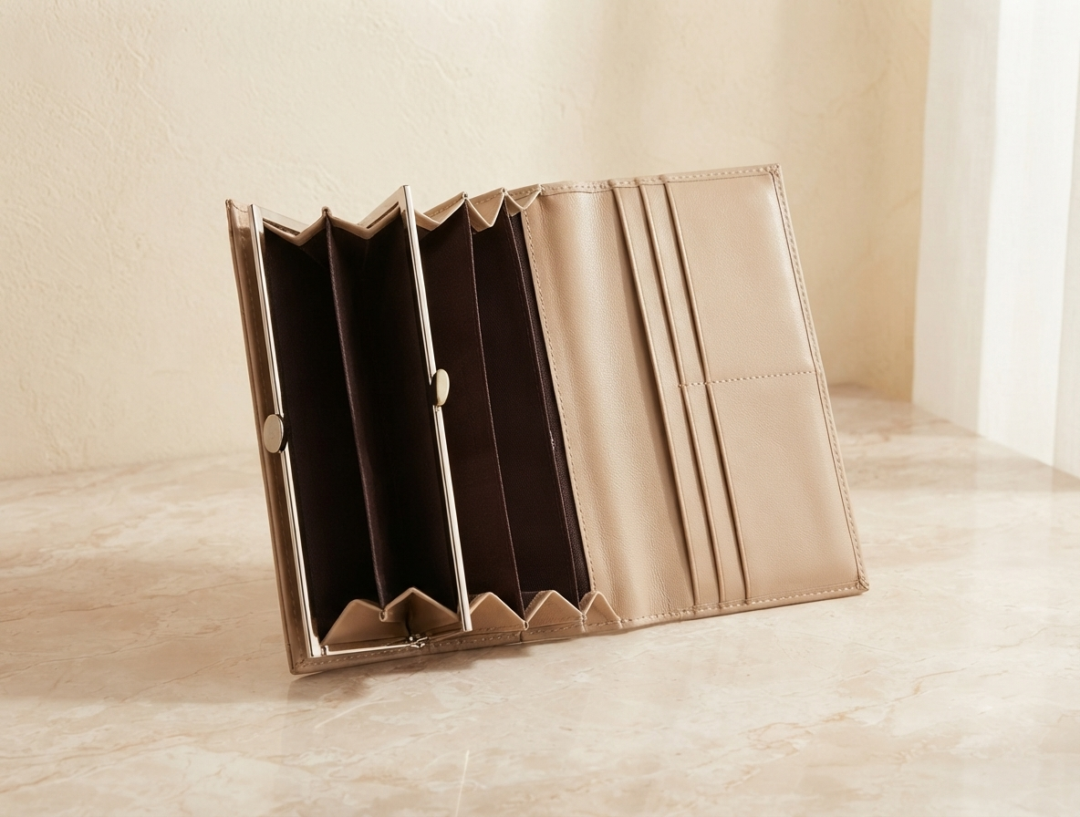 Beige  Camel Brown Premium PU Leather Wallet