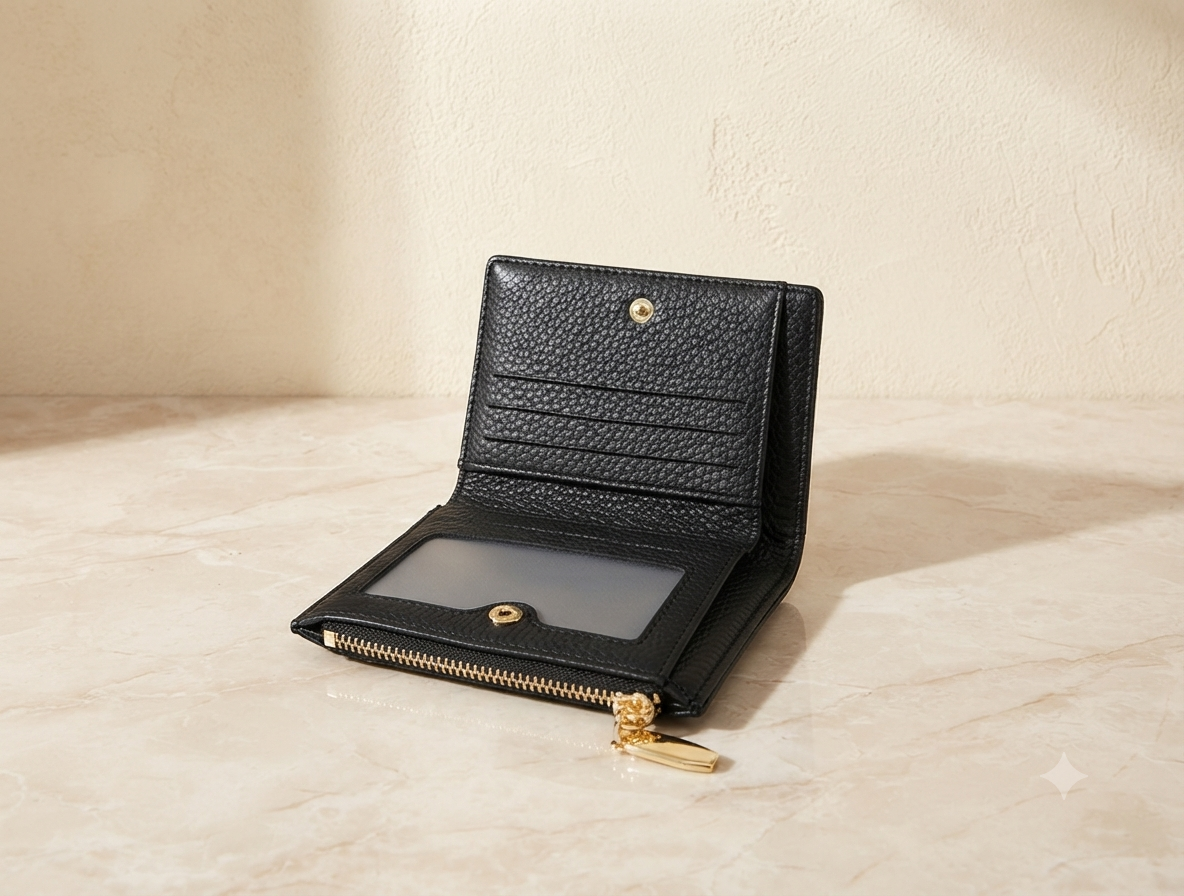 Black Pebbled PU Leather Wallet