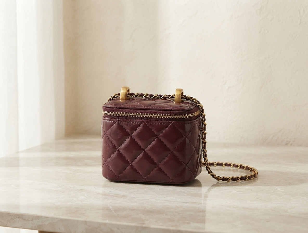 Cherry Red Soft Leather Vanity Bag