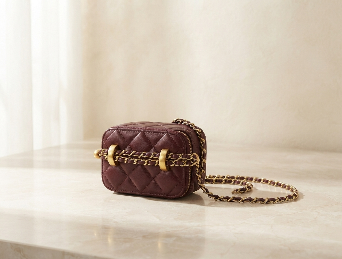 Cherry Red Soft Leather Vanity Bag