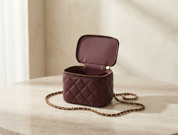 Cherry Red Soft Leather Vanity Bag