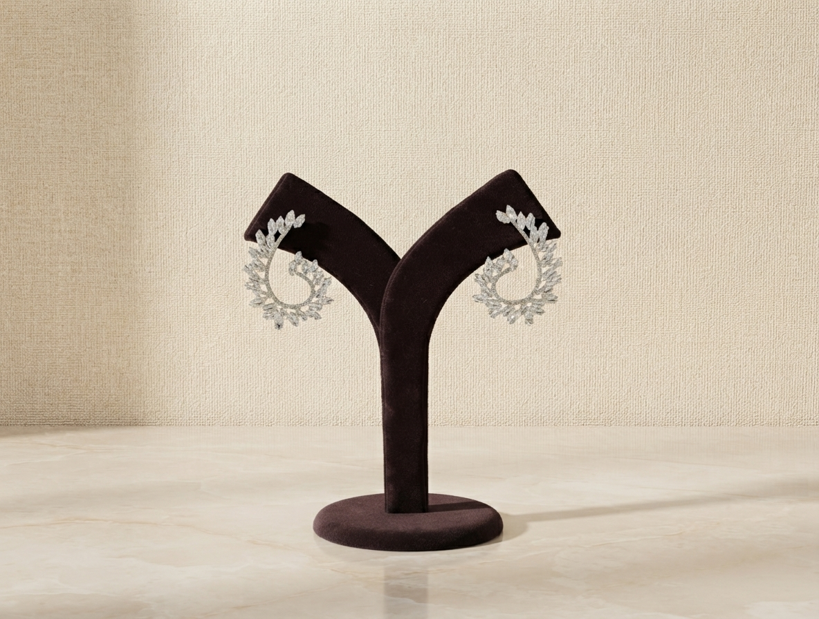 Crystal Leaf Hoop Earring