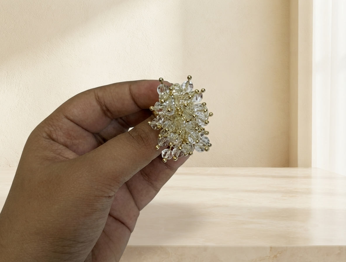 Floral Crystal Ring (Anti-tarnish Gold Plated)