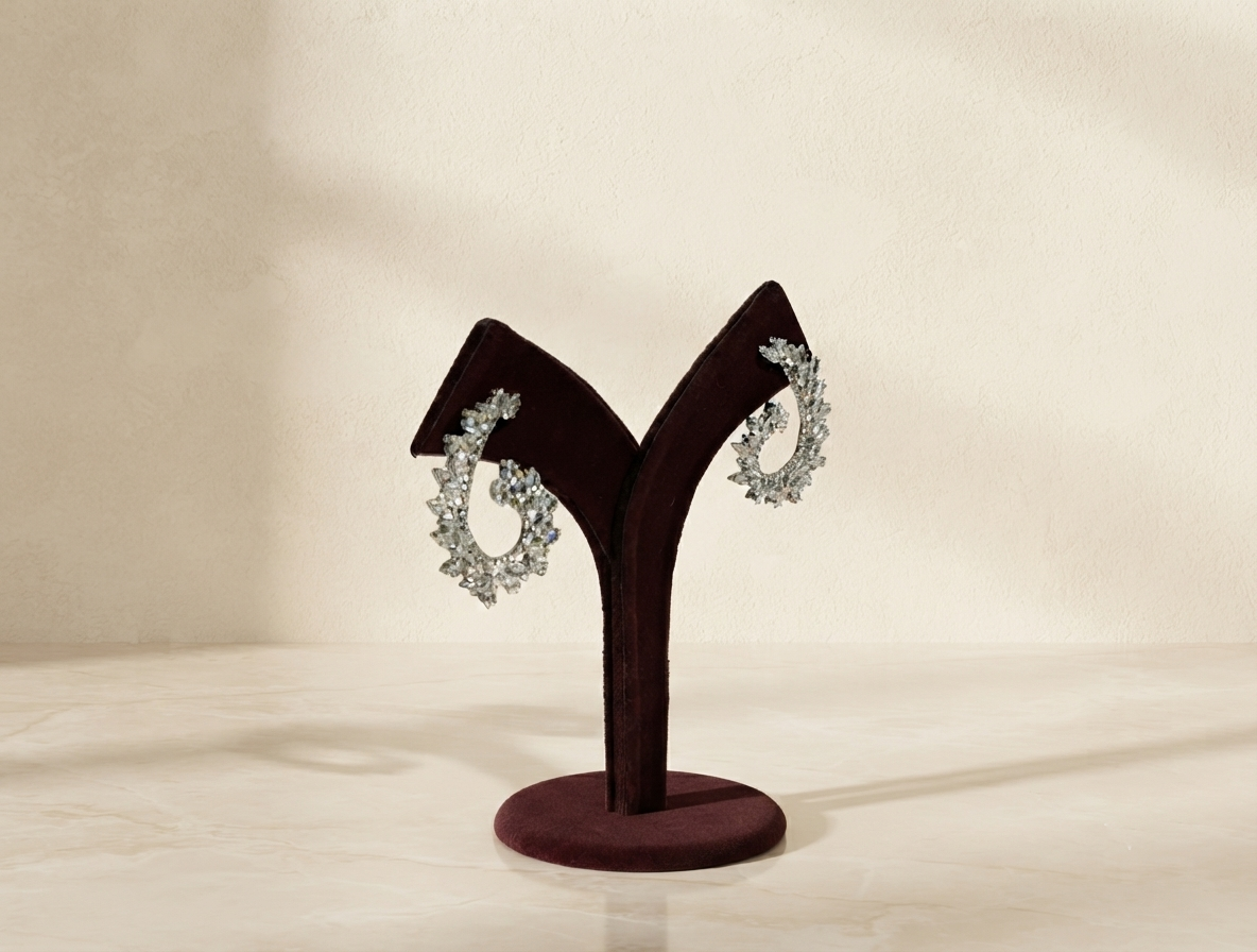 Crystal Leaf Hoop Earring