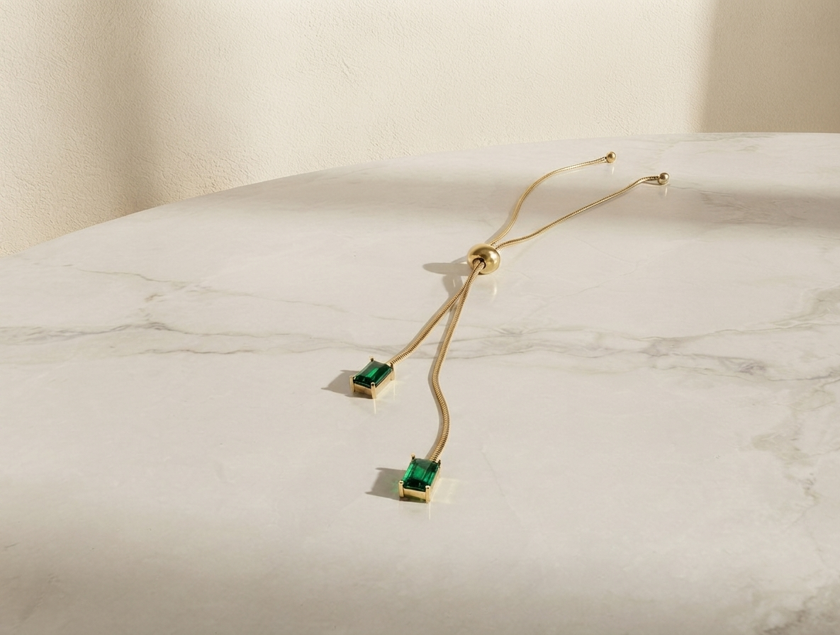 Elegant Gold-Plated Green Stone Pendant with Extension Chain