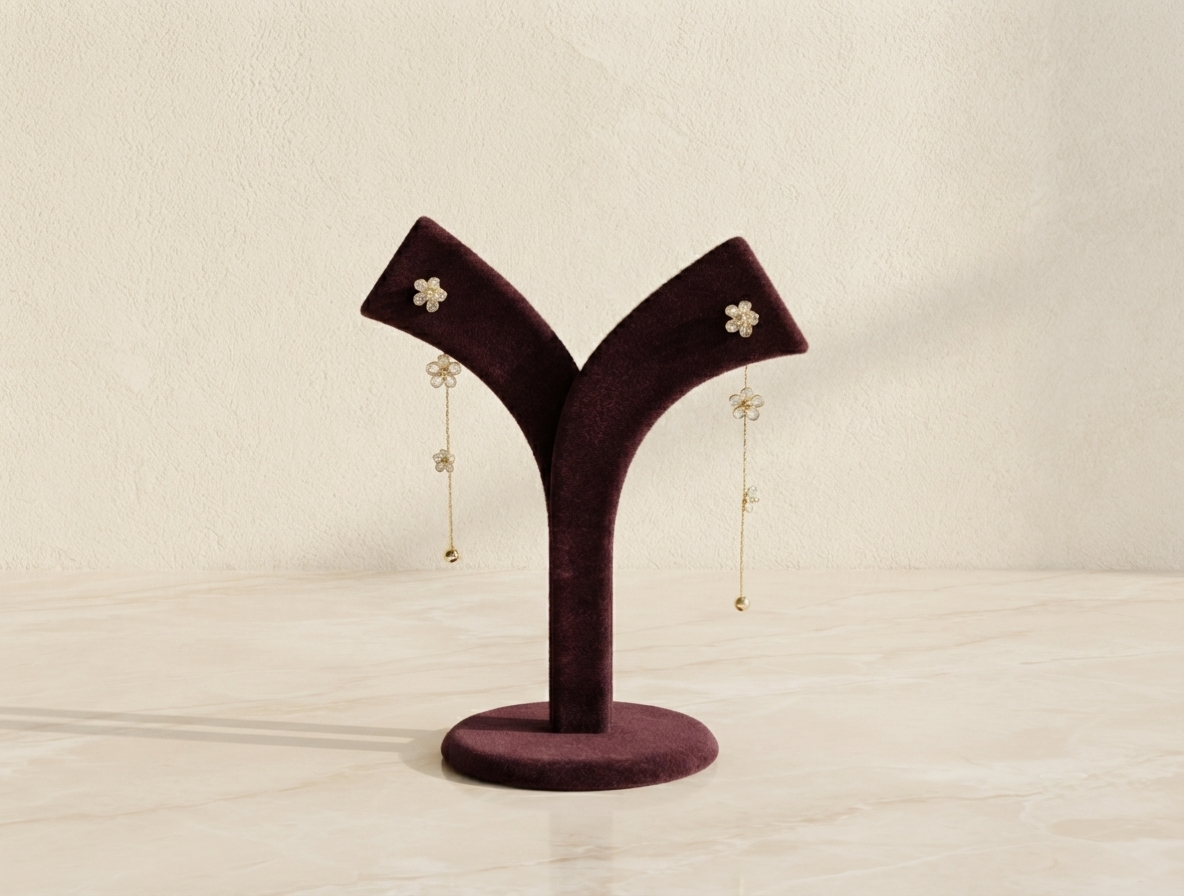 Floral Long Drop Ear Rings