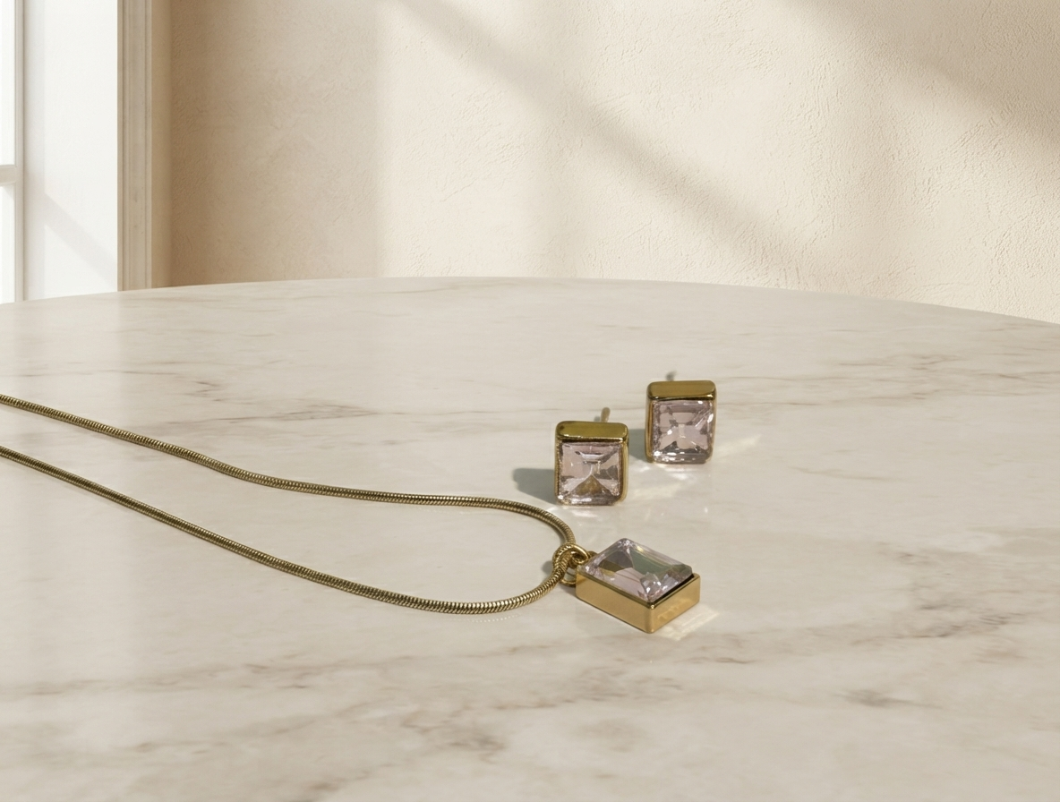 Elegant Gold-Plated Necklace & Earring Set