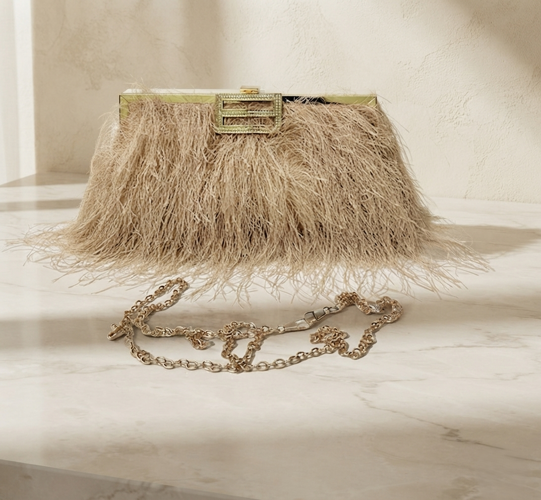 Velara Glamour Fringe Clutch