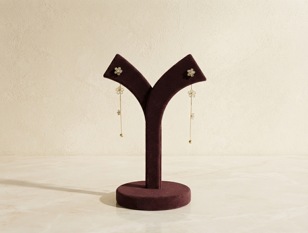 Floral Long Drop Ear Rings