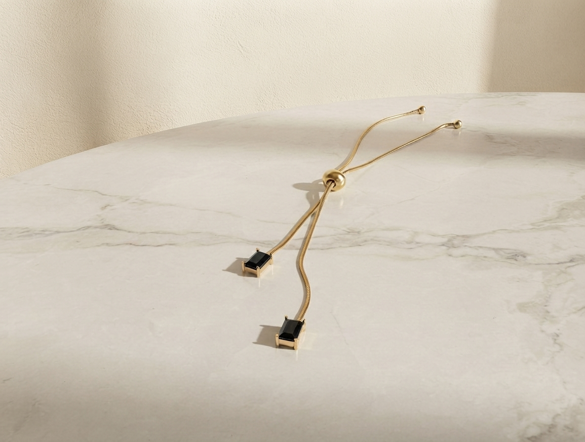 Elegant Gold-Plated Black Stone Pendant with Extension Chain