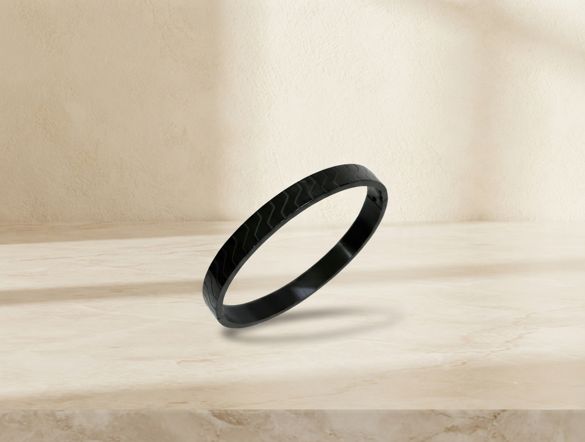 Mens Open Cuff Bracelet - Black