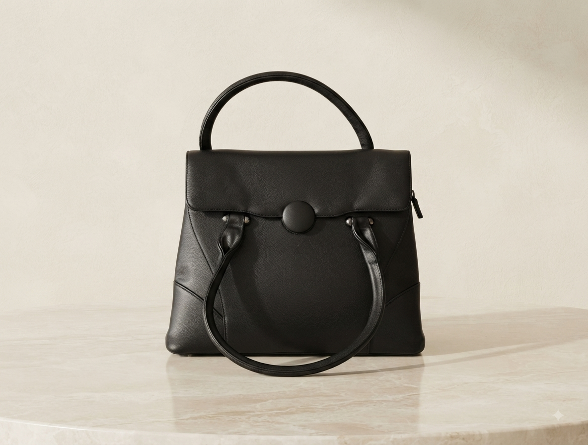Velara Classic Black Structured Handbag