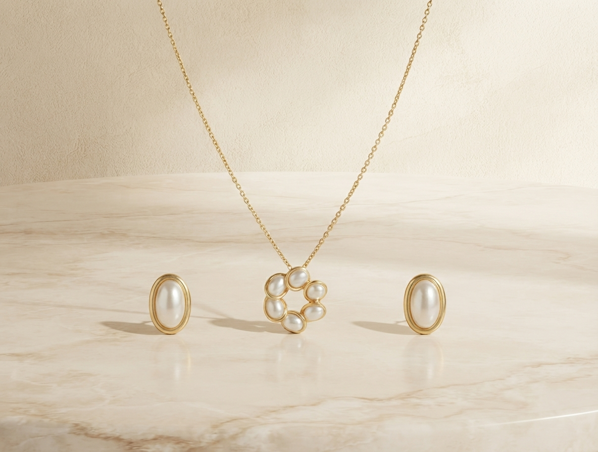 Pearl Floral Necklace Set