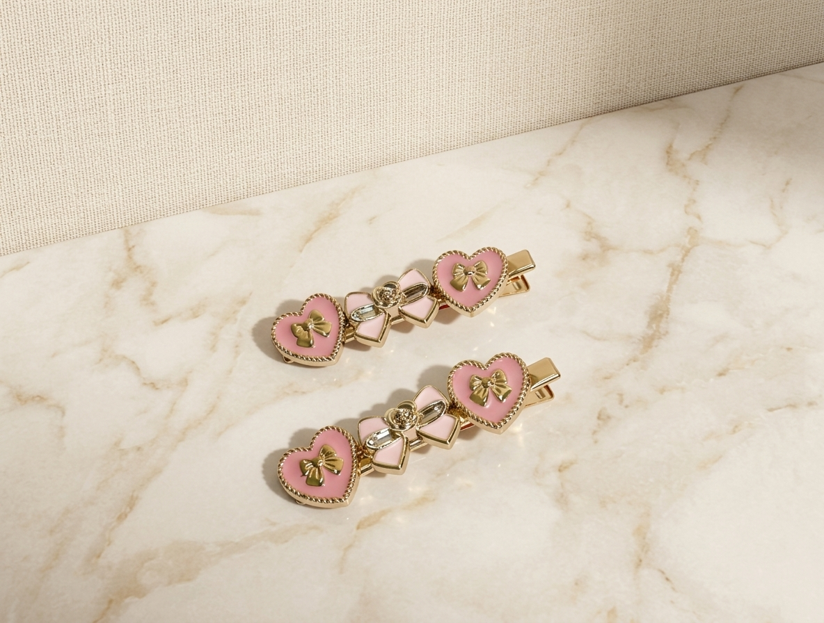 Floral Pearl Crystal Hair Clip Set - Gold, White & Pink Hair Accessories