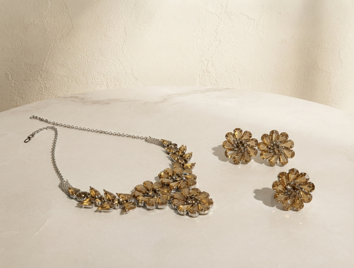 Korean Floral Necklace Set - Violet/Lavender