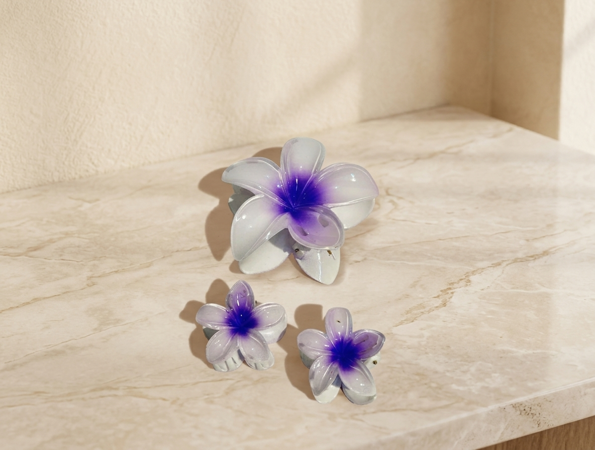 Plumeria Flower Hair Claw Set - Floral Cute Hair Accessories
