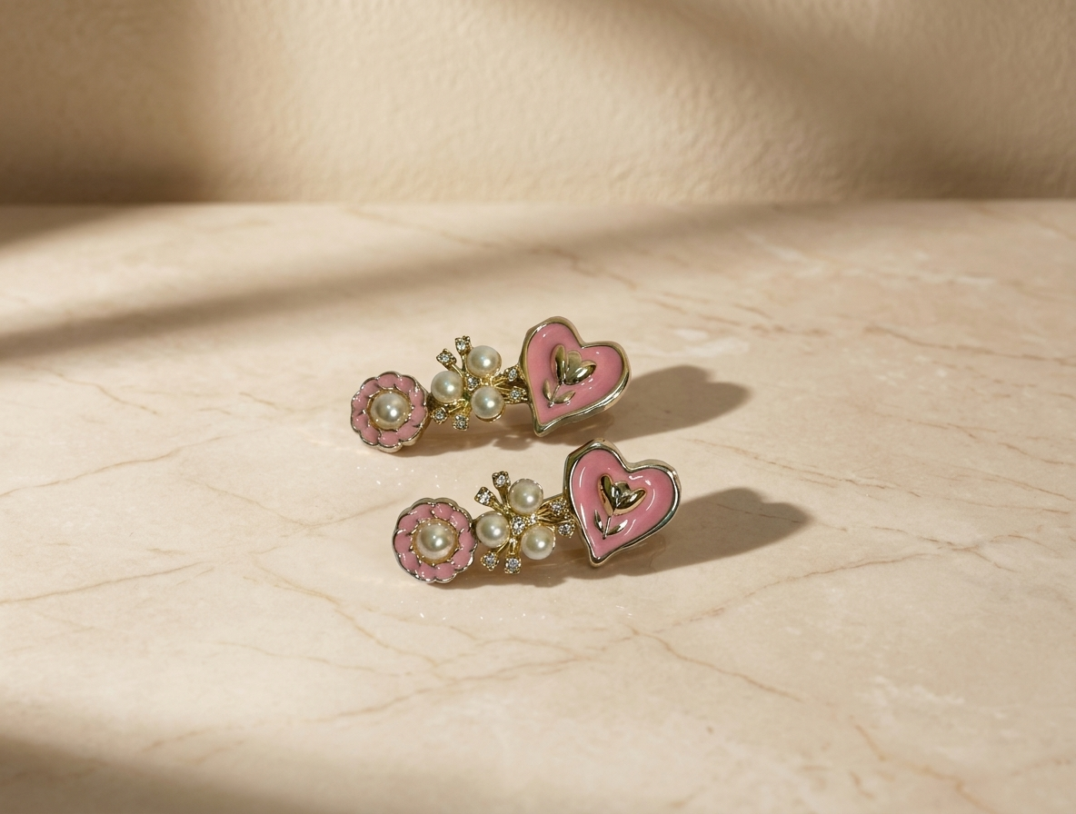 Floral Pearl Crystal Hair Clip Set - Gold, White & Pink Hair Accessories