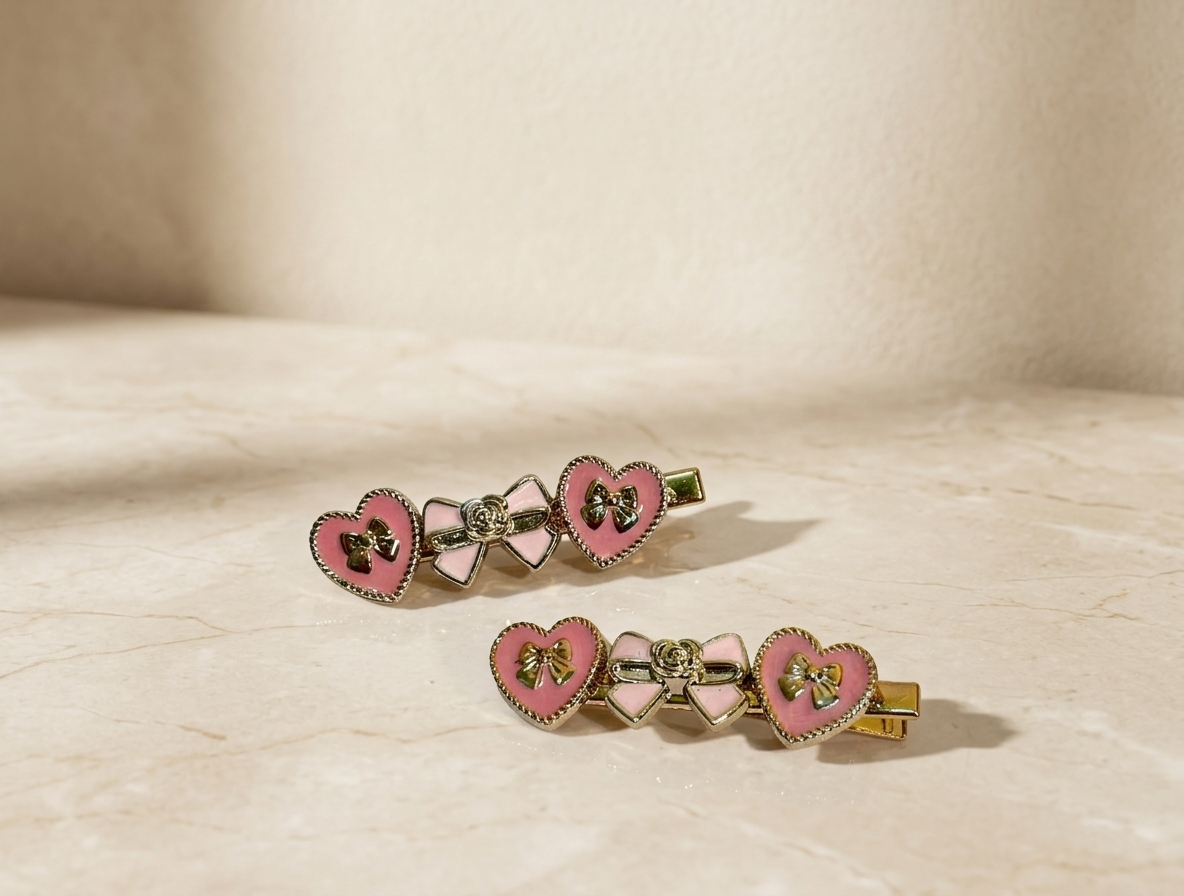 Floral Pearl Crystal Hair Clip Set - Gold, White & Pink Hair Accessories