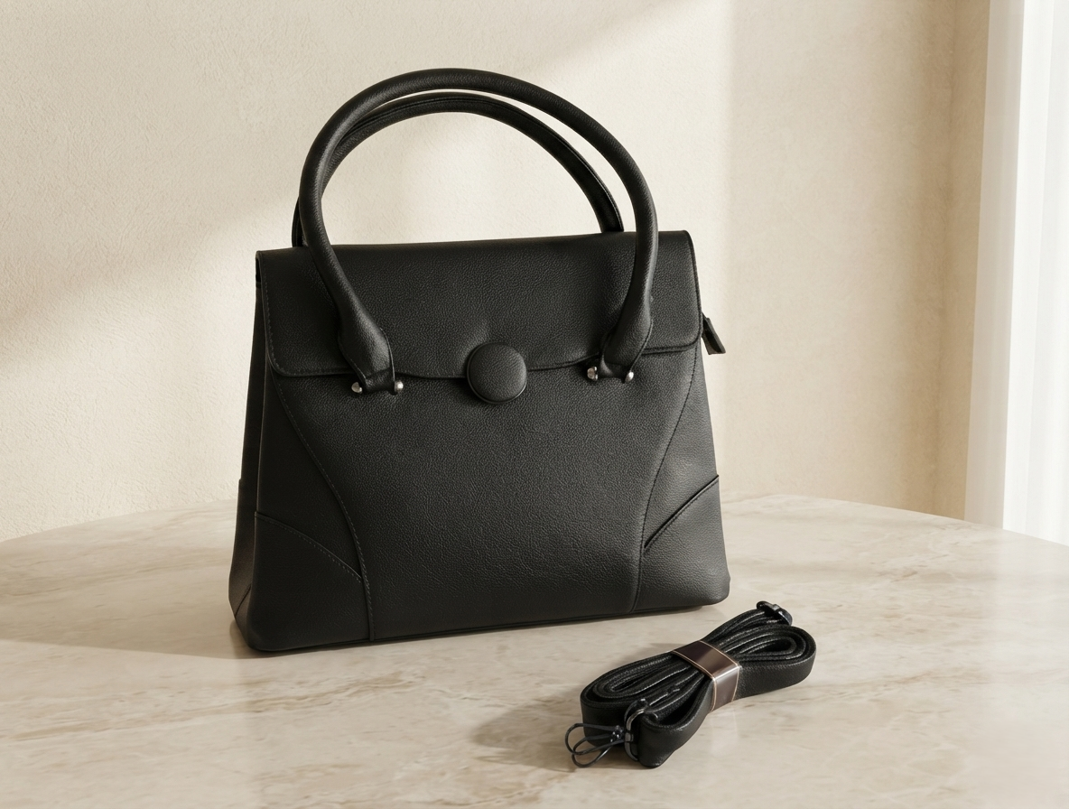 Velara Classic Black Structured Handbag