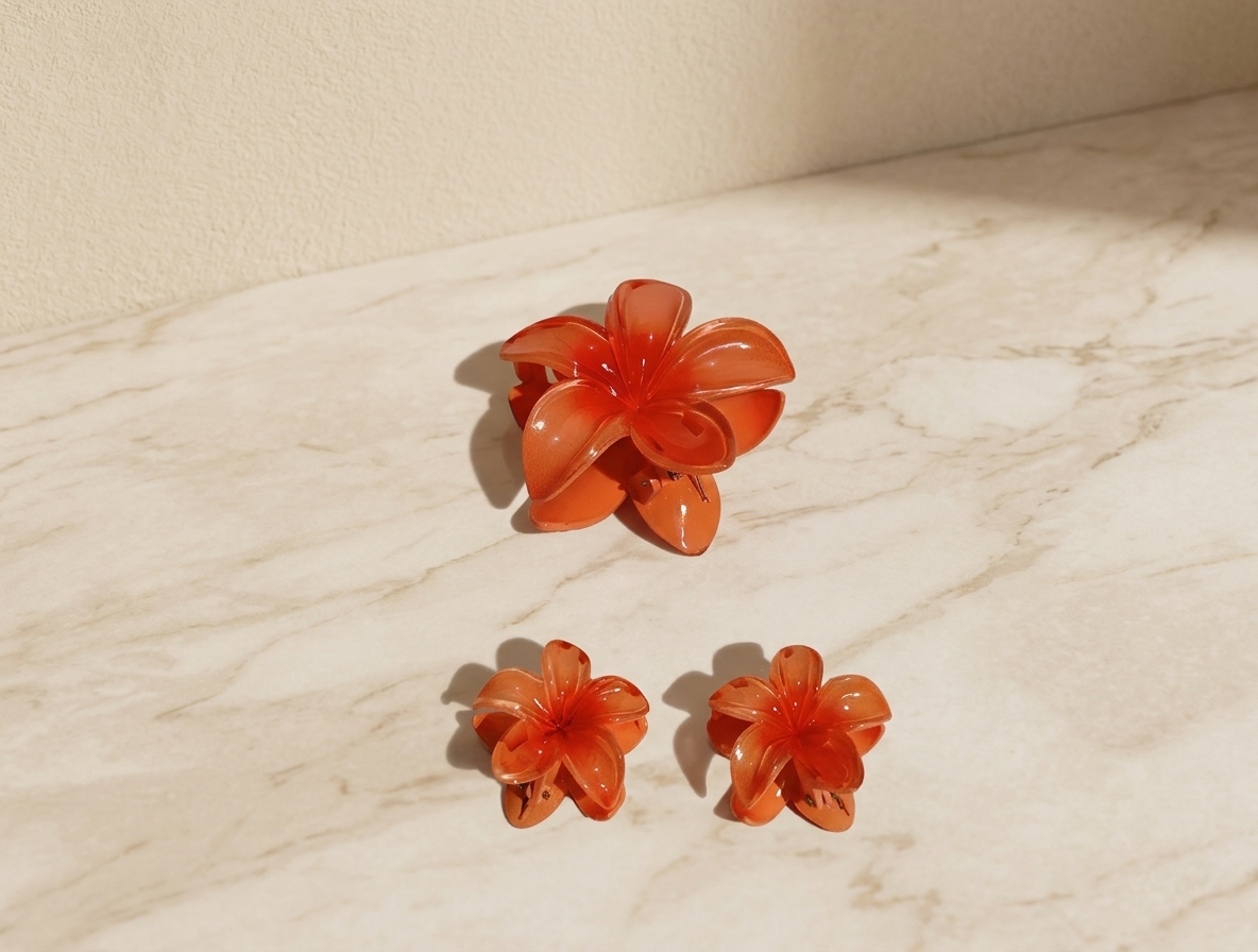 Plumeria Flower Hair Claw Set - Floral Cute Hair Accessories