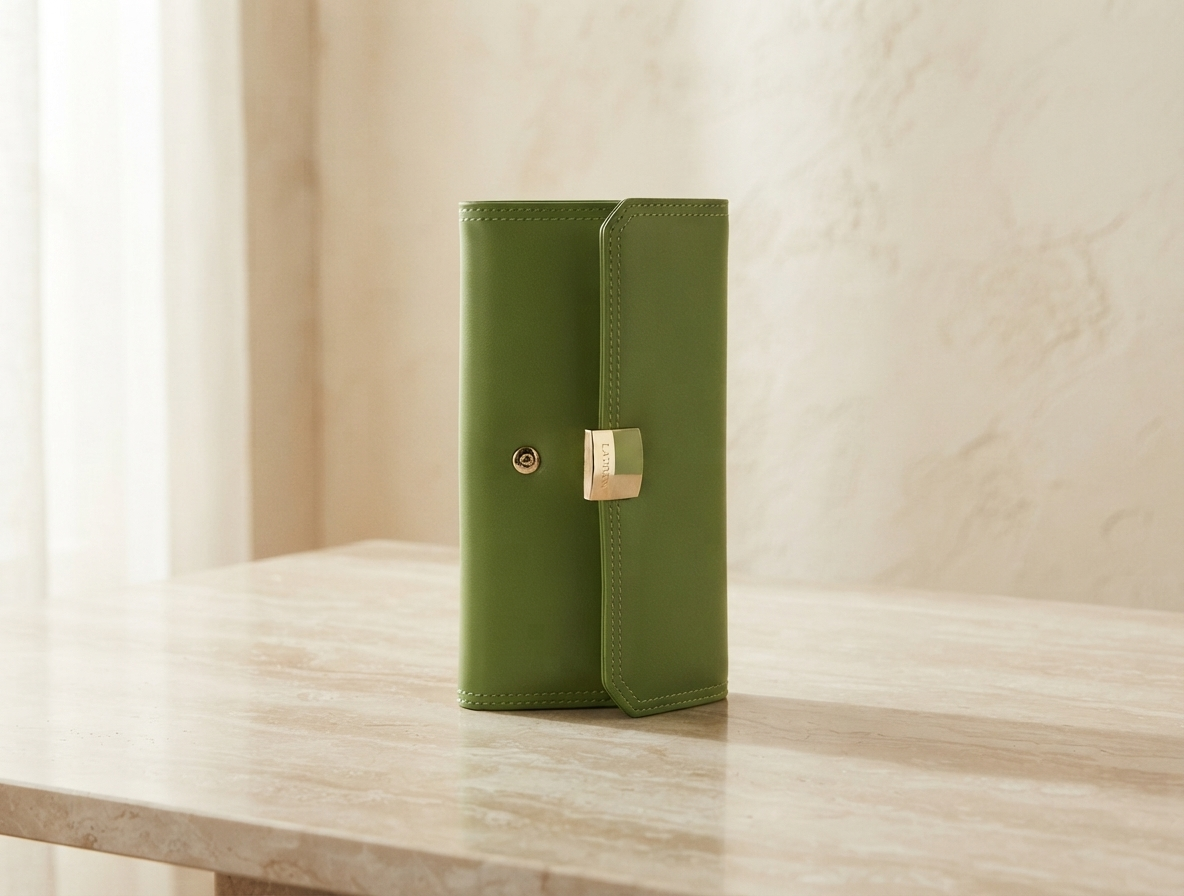Lime Green PU Leather Long Wallet