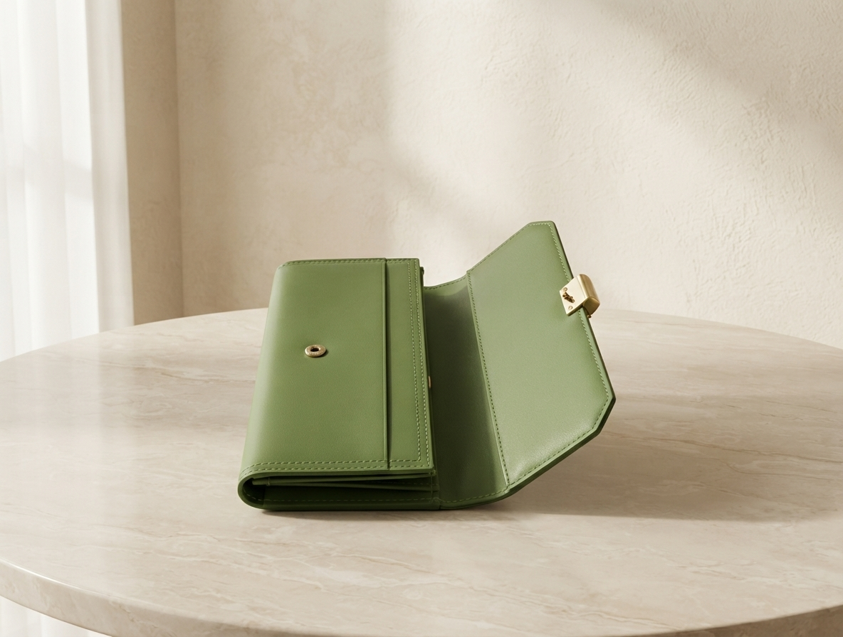 Lime Green PU Leather Long Wallet