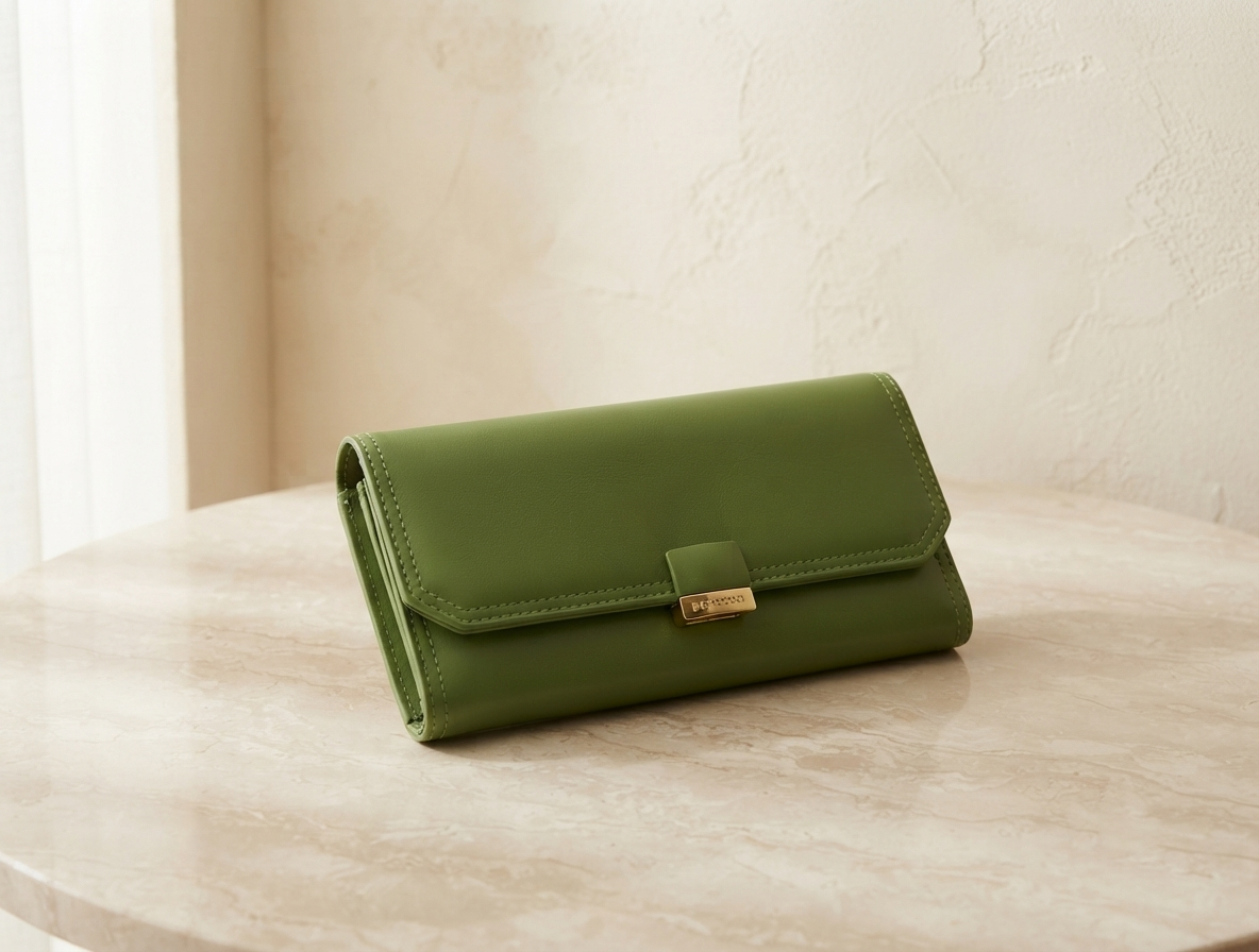 Lime Green PU Leather Long Wallet