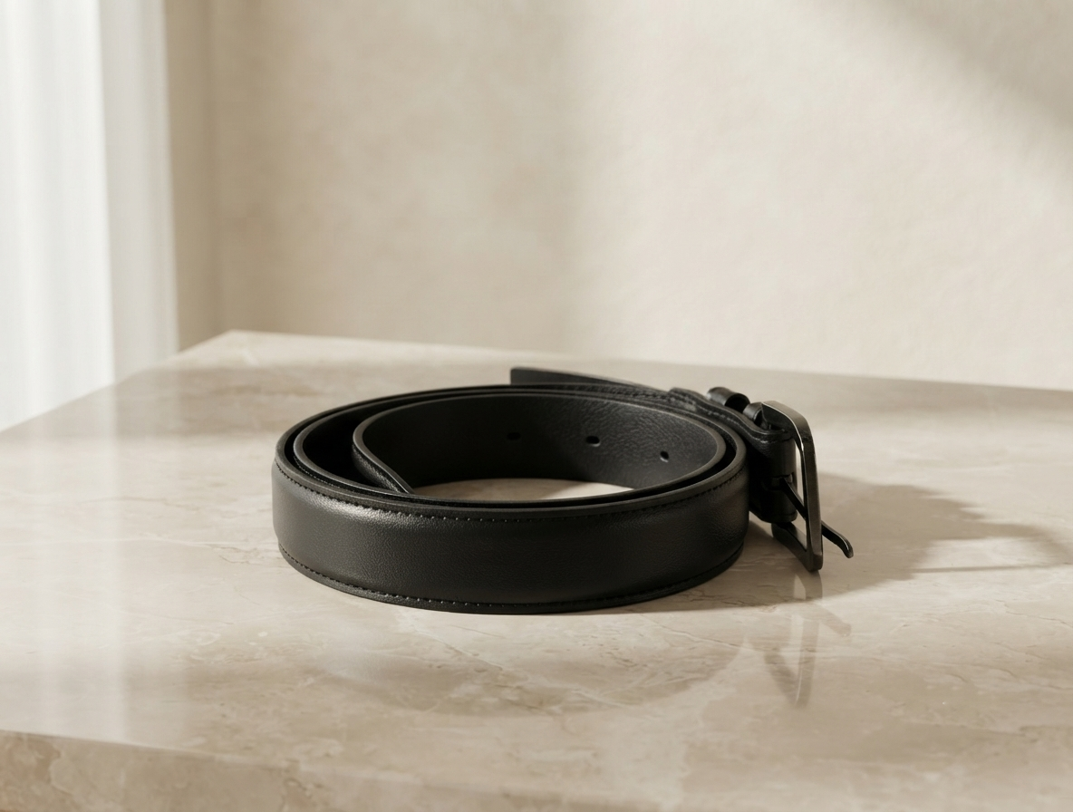 Men Black Solid Casual Belt