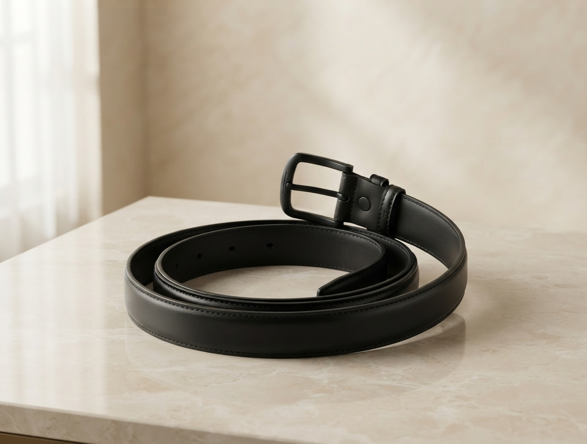 Men Black Solid Casual Belt