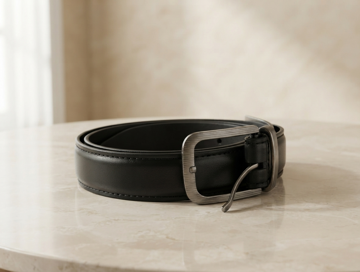 Men Black Solid Casual Belt