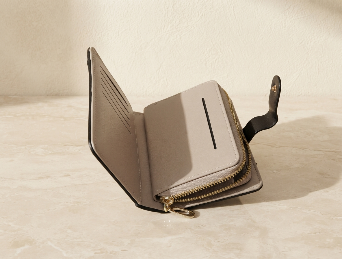 Taupe Brown PU Synthetic Leather Wallet