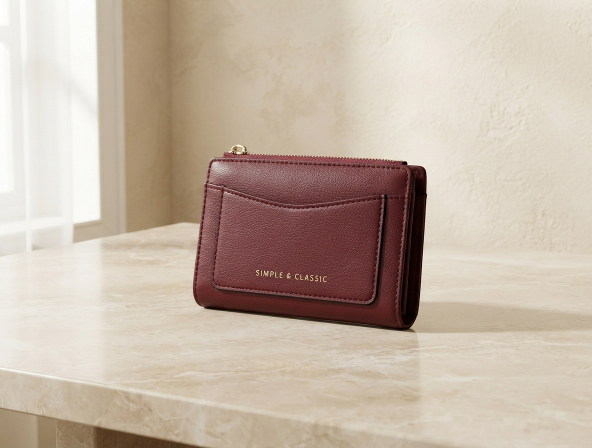 Wine Red PU Leather Wallet