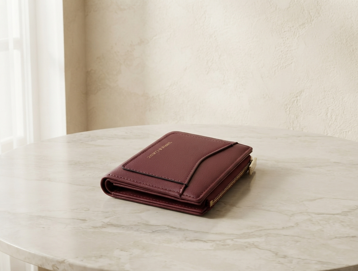 Wine Red PU Leather Wallet