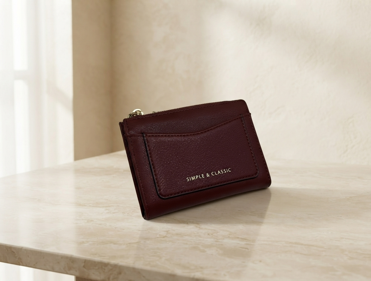 Wine Red PU Leather Wallet