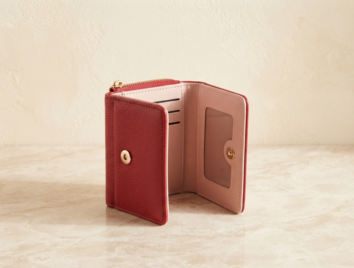 Wine Red Quilted PU Leather Wallet