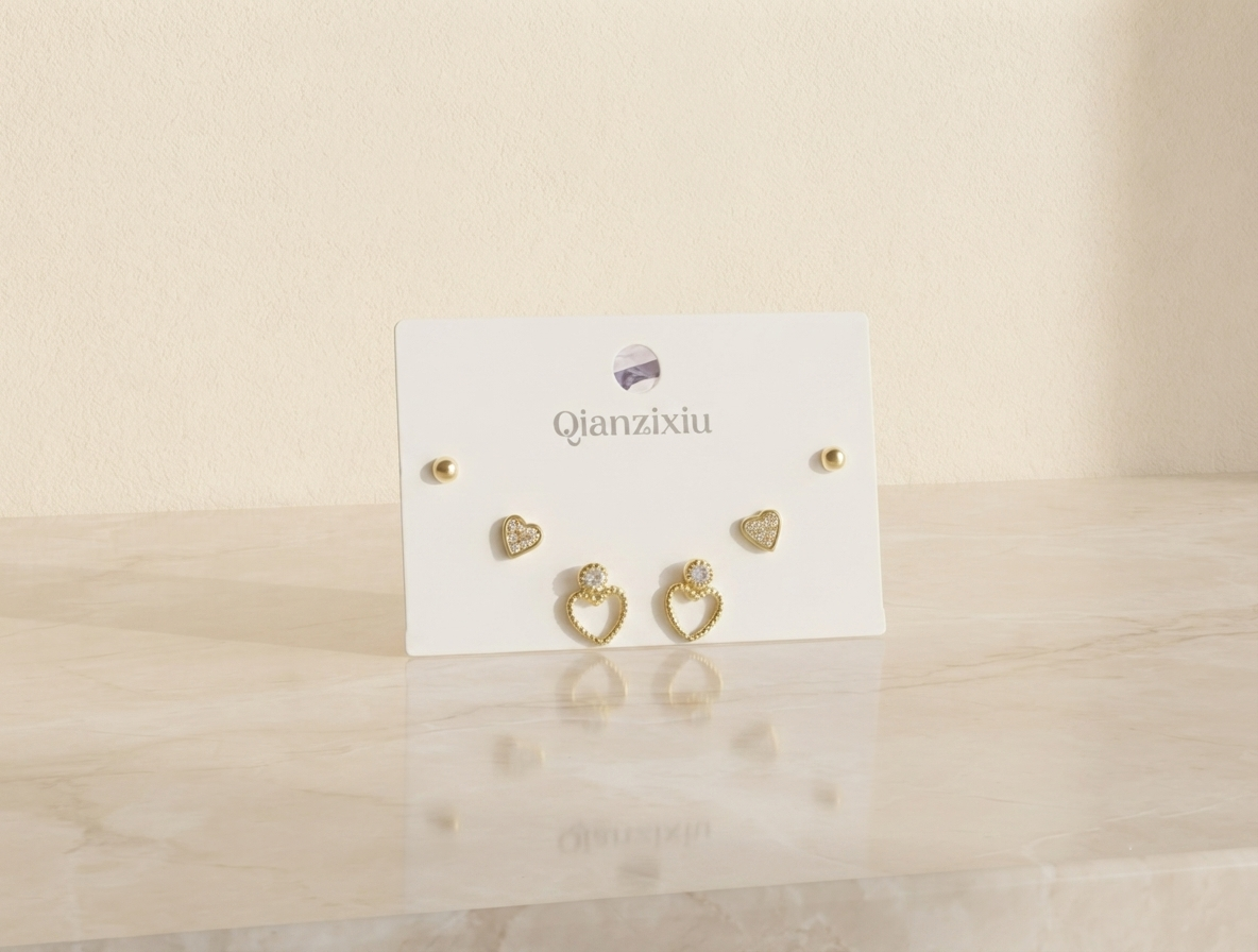 Stud Ear Rings (Set of 3 Pairs)