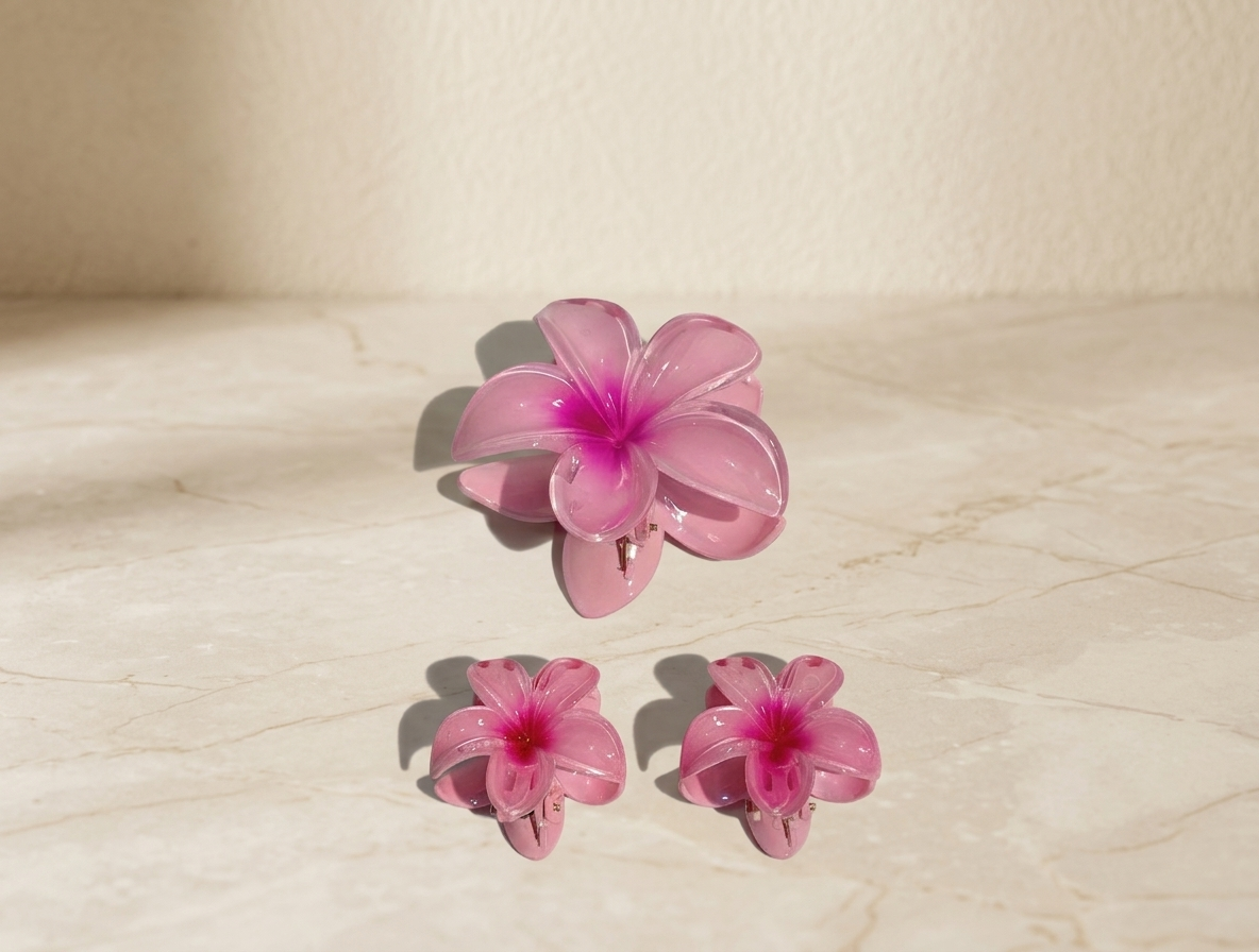 Plumeria Flower Hair Claw Set - Floral Cute Hair Accessories