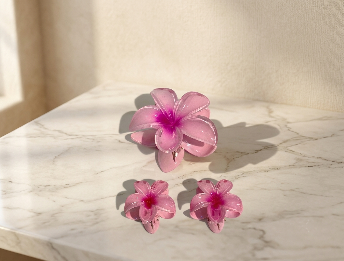 Plumeria Flower Hair Claw Set - Floral Cute Hair Accessories