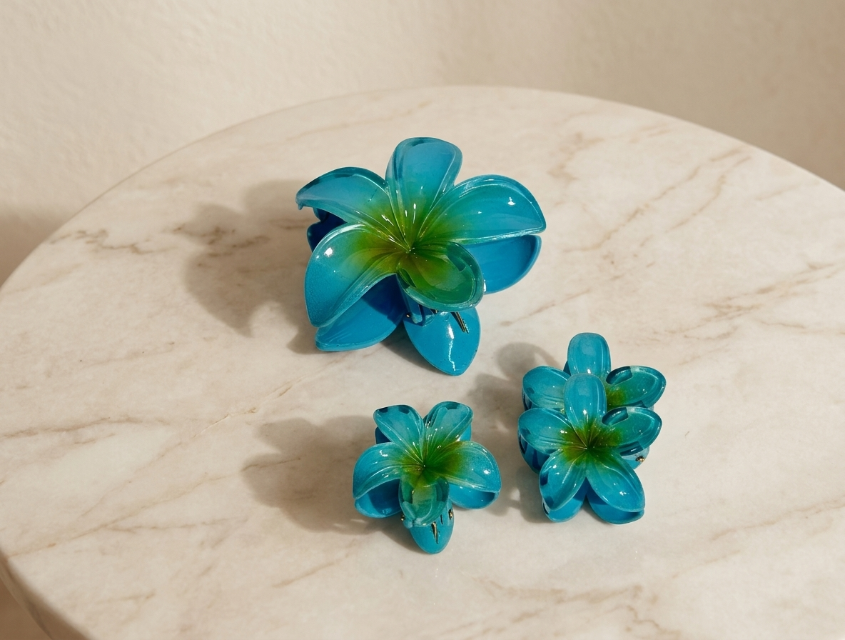 Plumeria Flower Hair Claw Set - Floral Cute Hair Accessories
